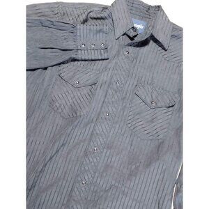 Wrangler Vintage Men's‎ Western Fashion Snap Long Sleeve Shirt Black Stripe M